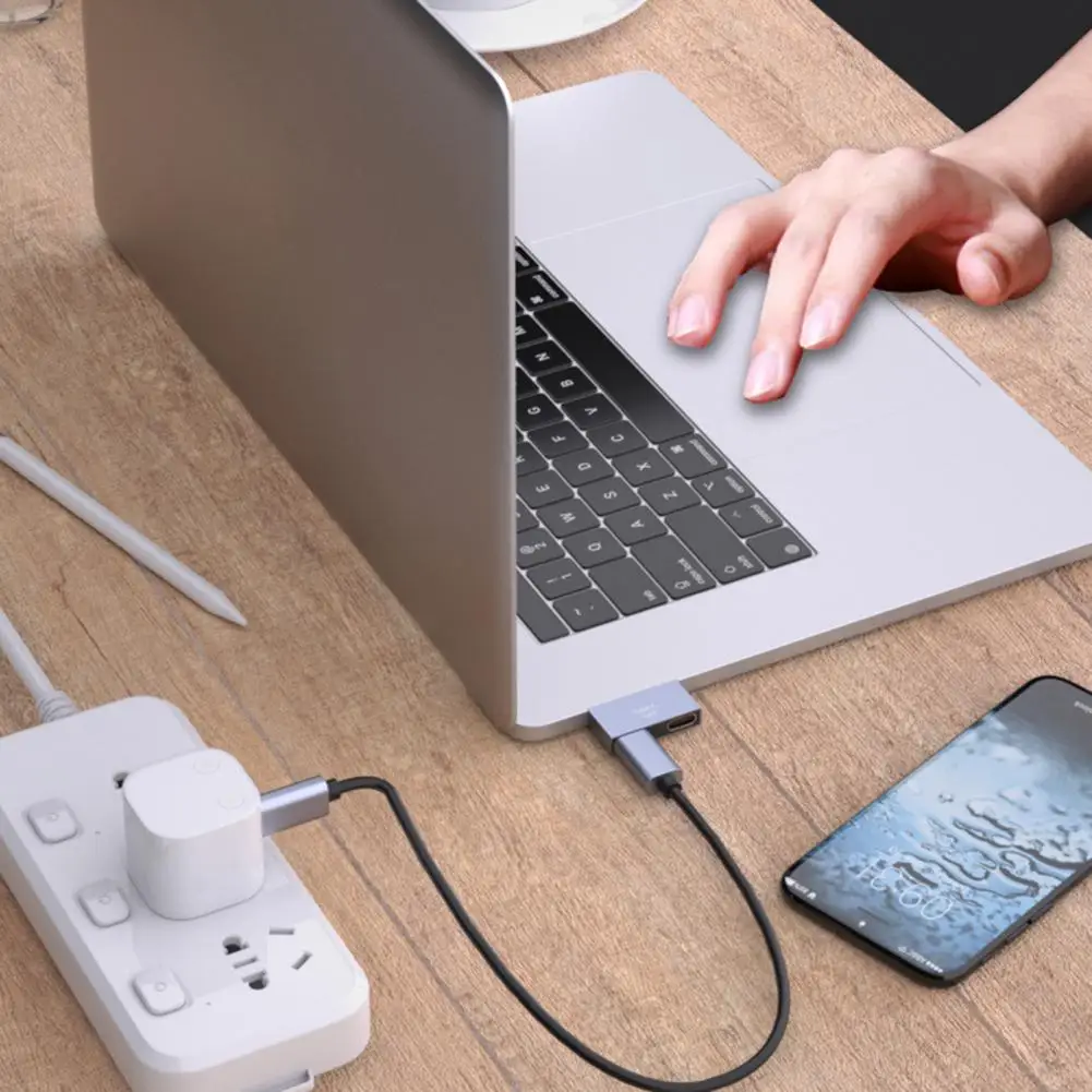 Adapter ładowania 100W stop aluminium Dual type-c męski na żeński przedłużacz ładowania dla MacBook Pro/Air type-c Adapter