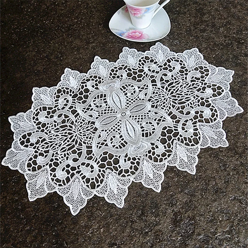 Nappe moderne en dentelle blanche soluble dans l\'eau, broderie évidée, sensation de couverture de gril de table, dîner, thé, Noël, décor de mariage,