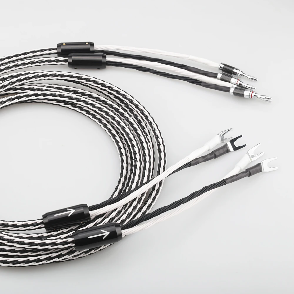 عالية الجودة 8TC واحد كريستال النحاس مكبر صوت كابل HiFi مكبر للصوت المتكلم كابل مع الموز بأسمائها الحقيقية التوصيل