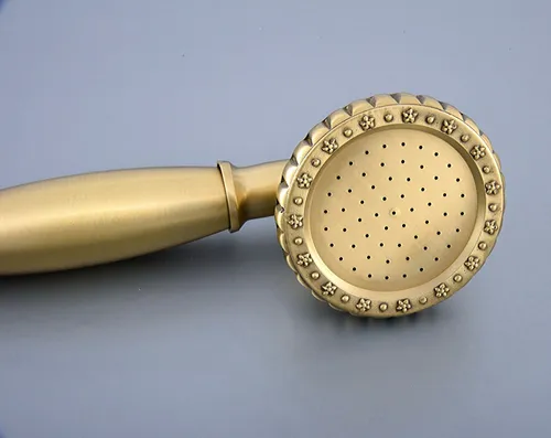 Imagen 2 del producto Cabezal de ducha de mano de níquel dorado y bronce, accesorio de baño, estilo de teléfono, rociador de mano, mhh077