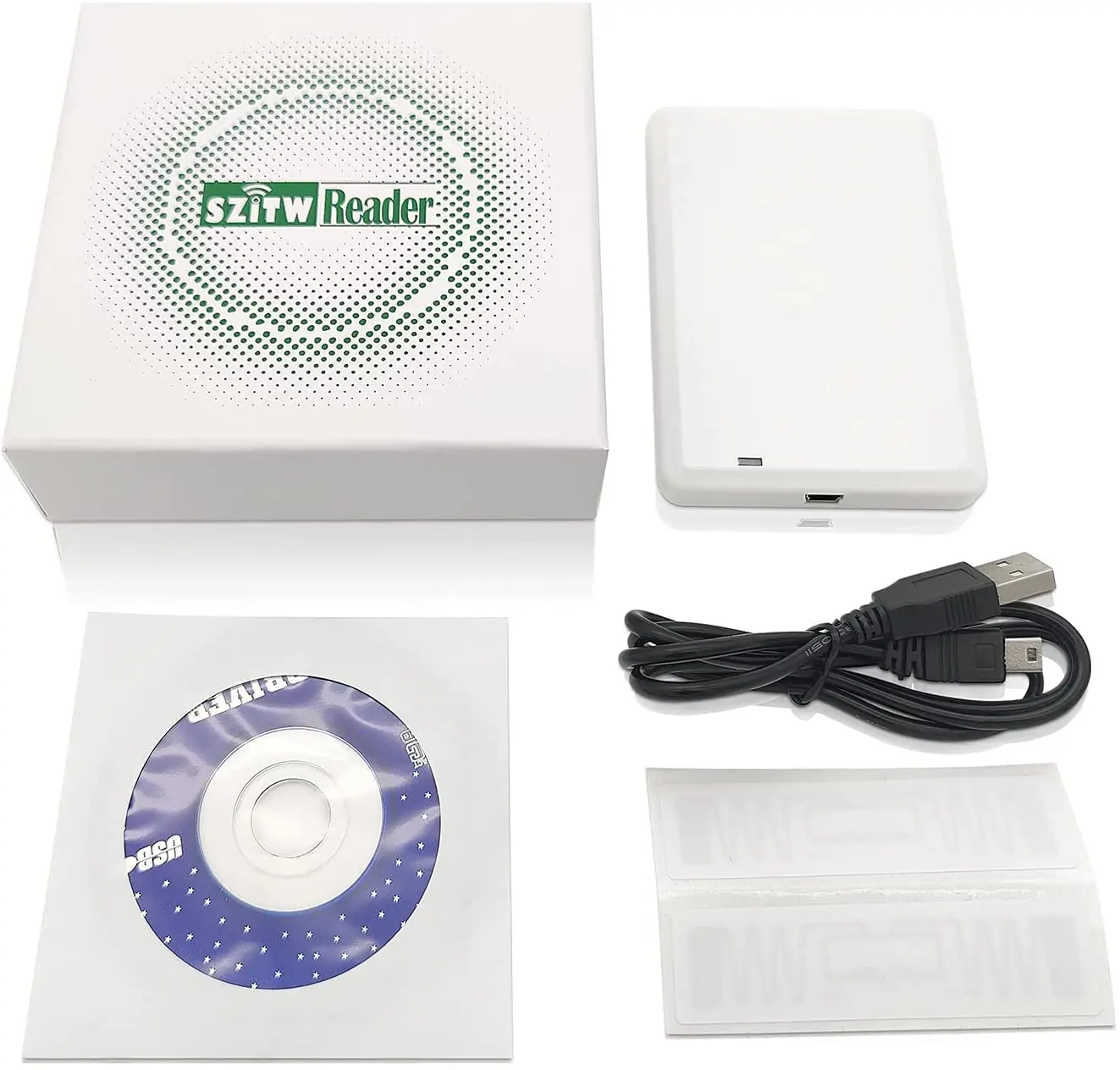 SZiTW Reader TW1900 UHF RFID Desktop USB2.0 Reader Writer with Keyboard Emulation Output and Free Software +2pcs UHF Tags