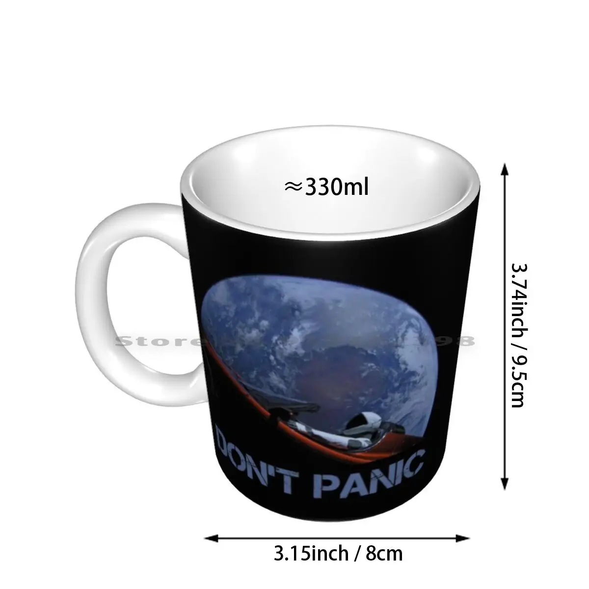 Starman Ceramic Mugs Coffee Cups Milk Tea Mug Dont Panic Spacex Starman Elon Musk Falcon Heavy Falcon 9 Tesla Roadster Moon