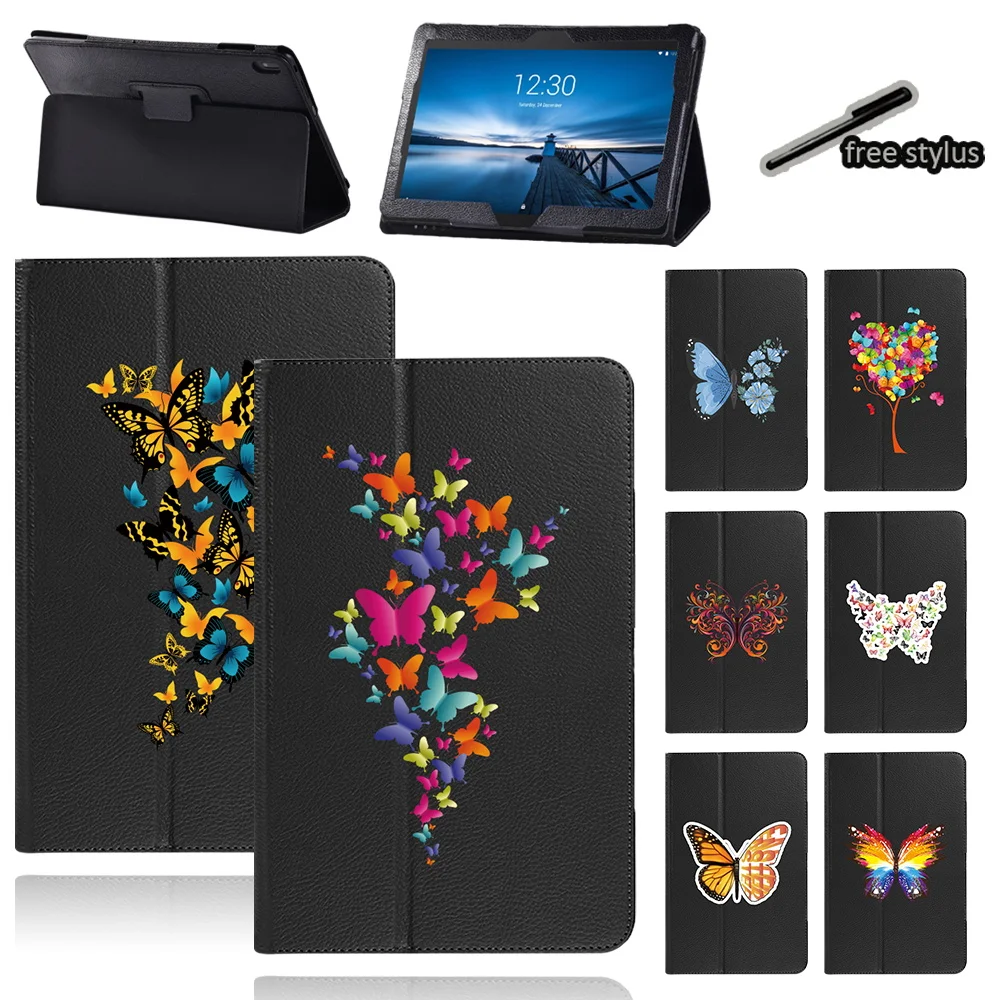 

Tablet Cover Case for Lenovo Tab E10 10.1 Rear Support Leather Folding 2022 New Butterfly Pattern Tablets Protective Shell