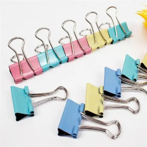 60pcs/lot 15mm Colorful Metal Binder Clips Paper Clip Office Stationery Binding Supplies