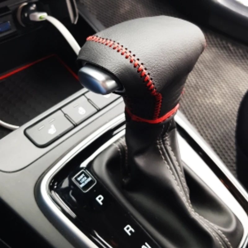 Leather Car Gear Head Shift Knob Protection Cover Case for Kia Rio 4 K2 Sportage QL KX5 Optima K5 Niro 2017 2018 2019