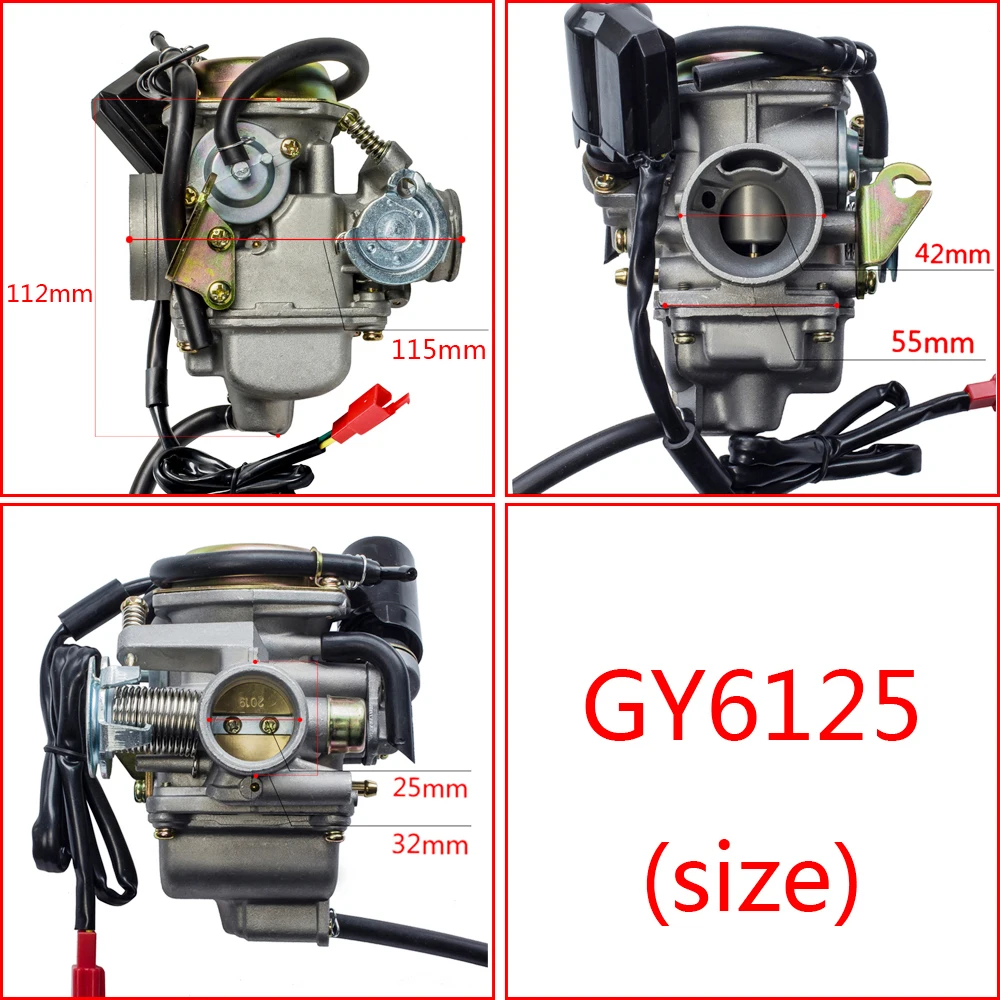 24mm Motorcycles PD24J Carburetor Electric Choke for Honda GY6 125cc 150cc Scooter ATV 4 stroke