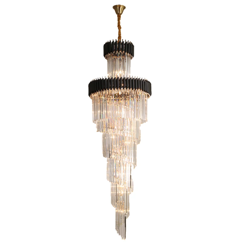 

LED Postmodern Crystal Black Clear Designer LED Chandelier Lighting Lustre Suspension Luminaire Lampen For Staircase Foyer