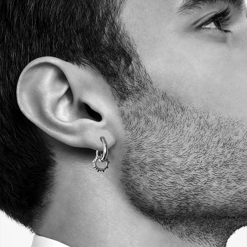 Korea Trend street style hip hop Ear Studs Net Celebrity simple versatile stainless steel Earrings For Men‘s Women‘s Ear Jewel