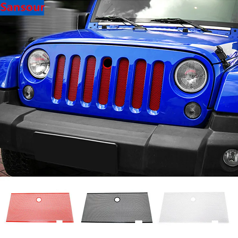 

Sansour Steel Car Insect Nets Mesh Grille Decoration Cover With Hole Trim for Jeep Wrangler JK 2007 Up Car Accessories Styling