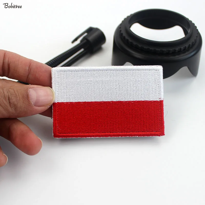 Poland flag Patches with Hook Loop Poles Banner Badge Embroidered armband Stickers For Backpack Caps Uniform Decoration