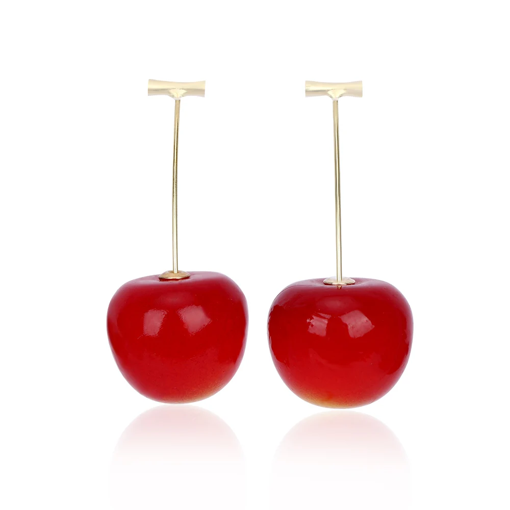 Fashion Red Cherry Drop Earring Sweet Fruit Long Earrings for Women Lady Gift Retro Jewelry Simulation Cherry Dangle Earring