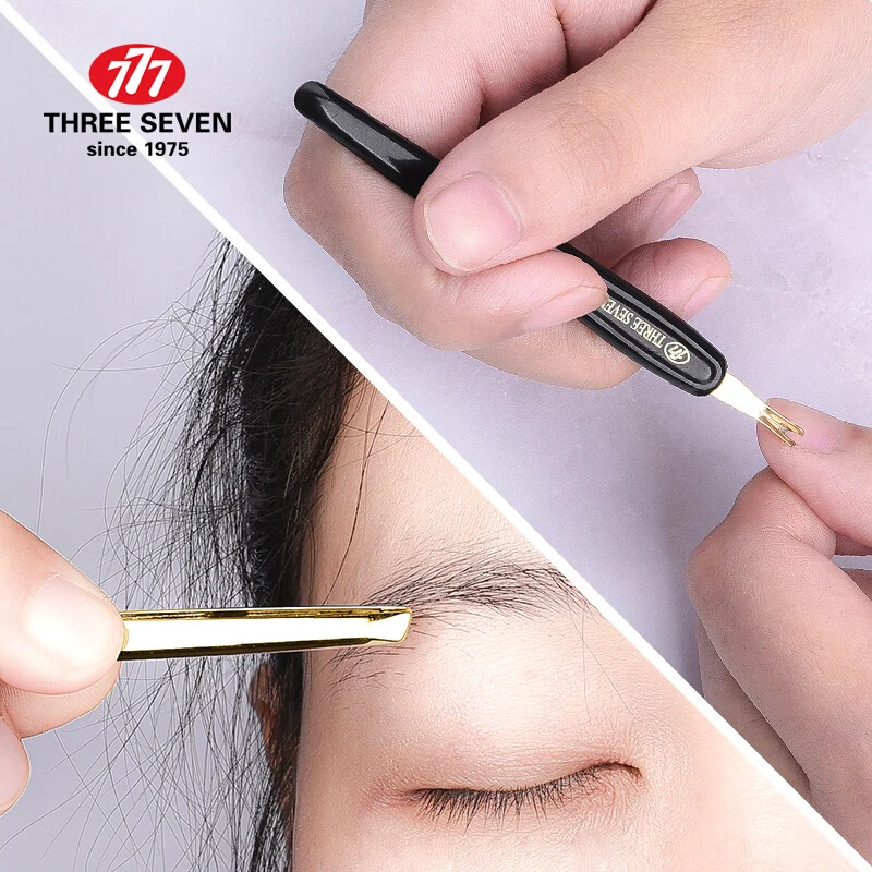 Conjunto de tosquiadores de unha de luxo três sete/777 6 peças, kit cortador de unhas profissional banhado a ouro 14k, ferramentas de cuidados para manicure, presentes