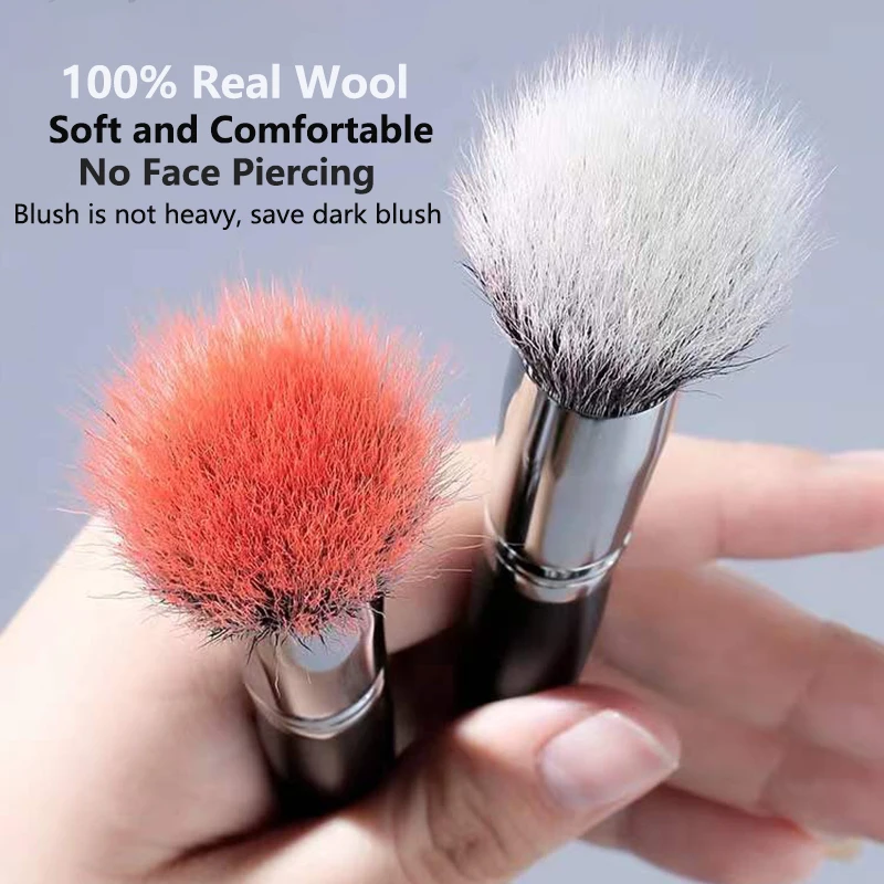 1/2Pcs Double Layer Goat Hair Stippling Blush Brush Highlighter Concealer Makeup Brushes Cosmetic Beauty Tools Natural Wood