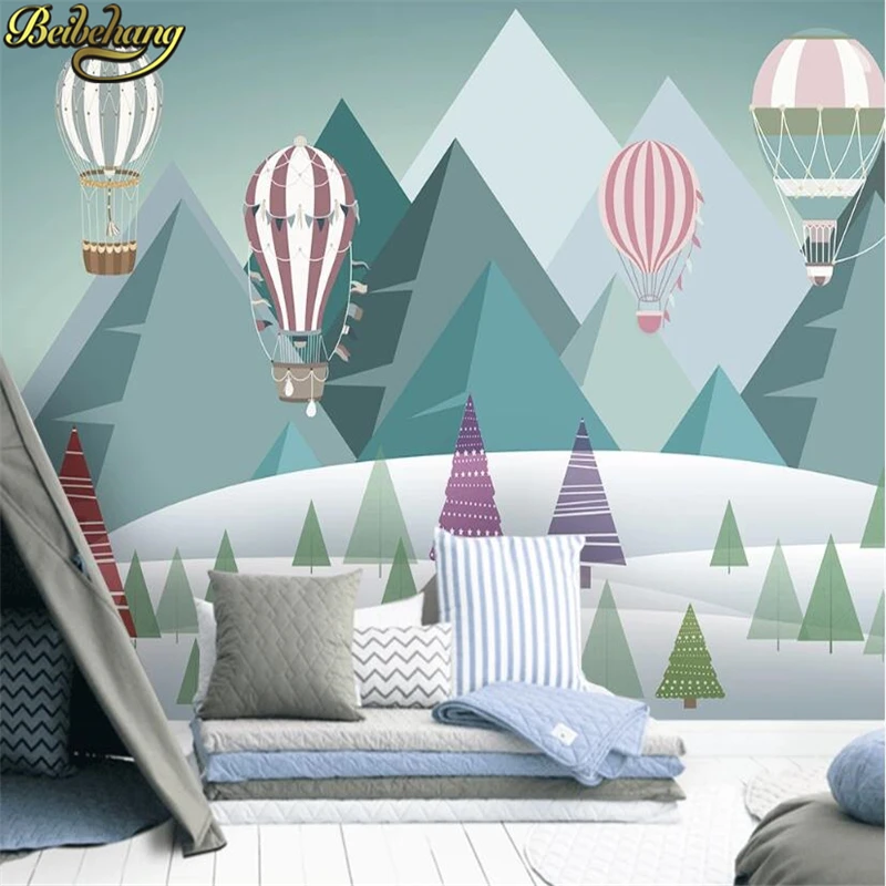 custom 3D mural Dinosaur forest hydrogen balloon cute cartoon wallpaper for Children's room background mural wall paper Stickers