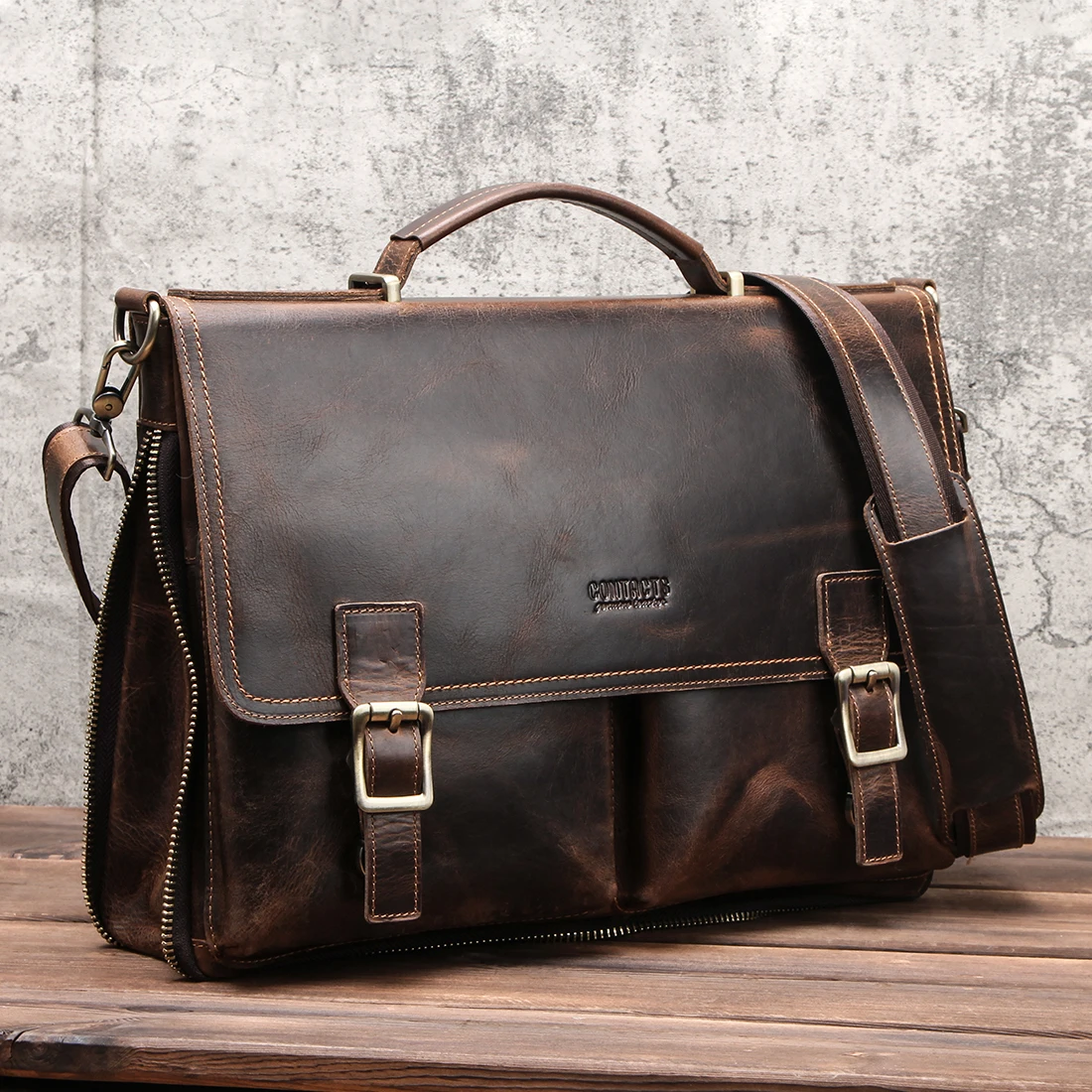 

Men Briefcase Genuine Leather Laptop Bag Macbook Pro 14" Computer Bag Crossbody Male Briefcase Travel Bussines Cowhide Men Bag