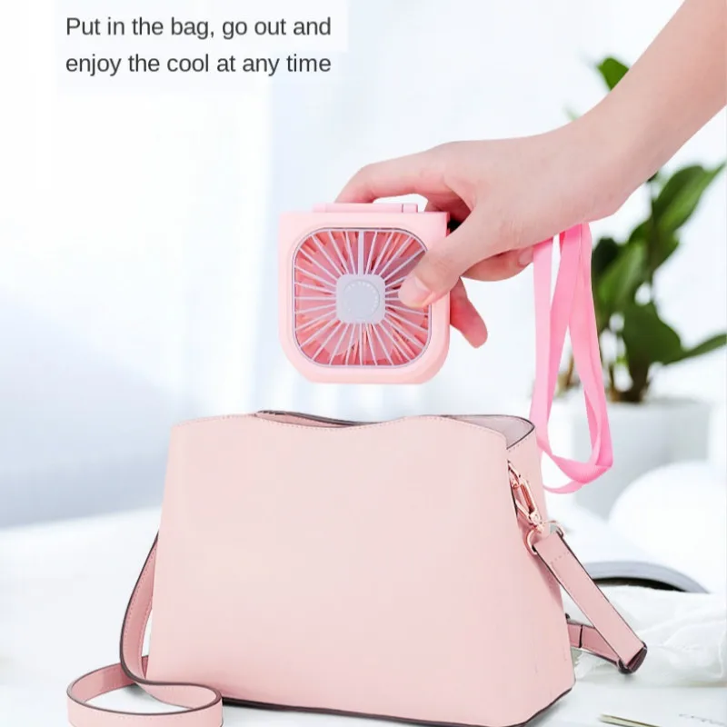 Hanging Neck Fans Mini Portable Folding USB Small Fan Mute Power Bank Portable Handheld Desktop Multi Function Charge Fan