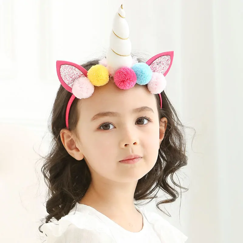 Flower Unicorn Headband Vintage Festival Fascinator Party Hair Accessories Cartoon Cat Ear Cloth Headress for Girls