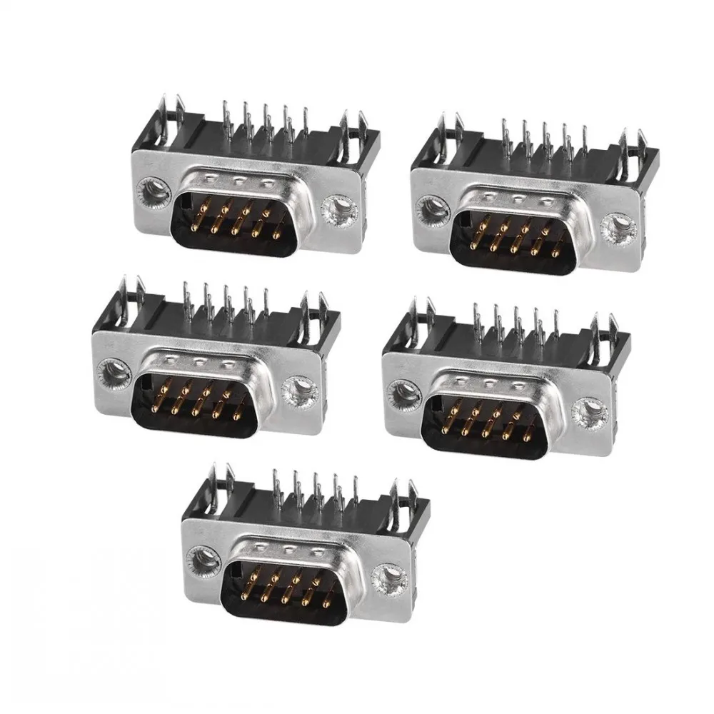 100Pcs DR9 DR15 DR25 DR37 Hole/Pin Female/Male right angle Welded d-sub Connector RS232 serial port adapter DB9 9/15/25/37 pin