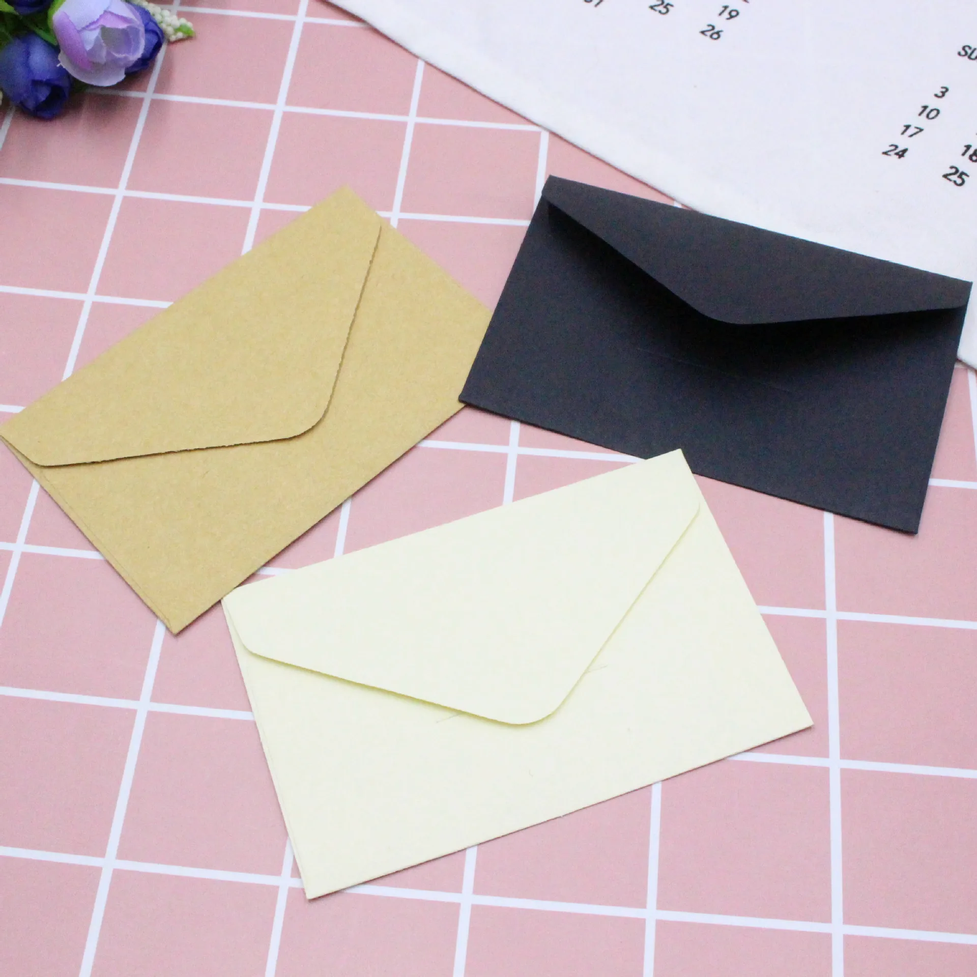 Envelope de presente para convite de casamento, mini envelope clássico branco preto com estampa kraft, em branco, janela de papel, envelope com 10