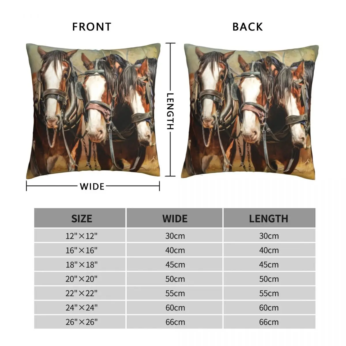 Clydesdale Conversation Square Pillowcase Polyester Linen Velvet Pattern Zip Decor Bed Cushion Case 18