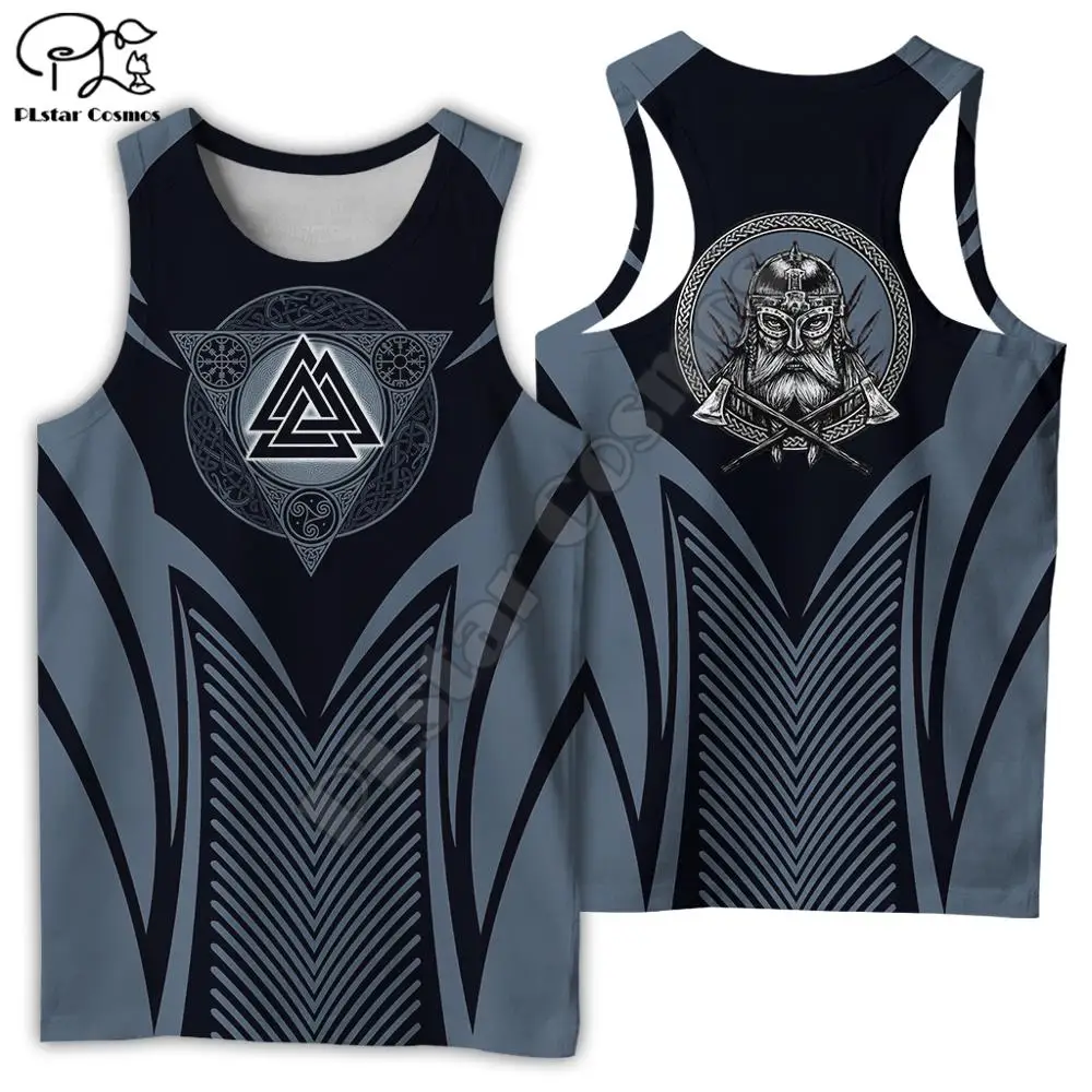 NewFashion Mythical Tattoo Warrior Valhalla God Odin Symbol Retro 3DPrint Summer Harajuku Casual Funny Vest Sleeveless TankTop B