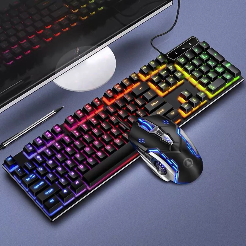 RGB Wired Keyboard Backlight Mechanical Game Play Waterproof Keyboard Multimedia Home Office PC Laptop Desktop Keyboard 104 Keys