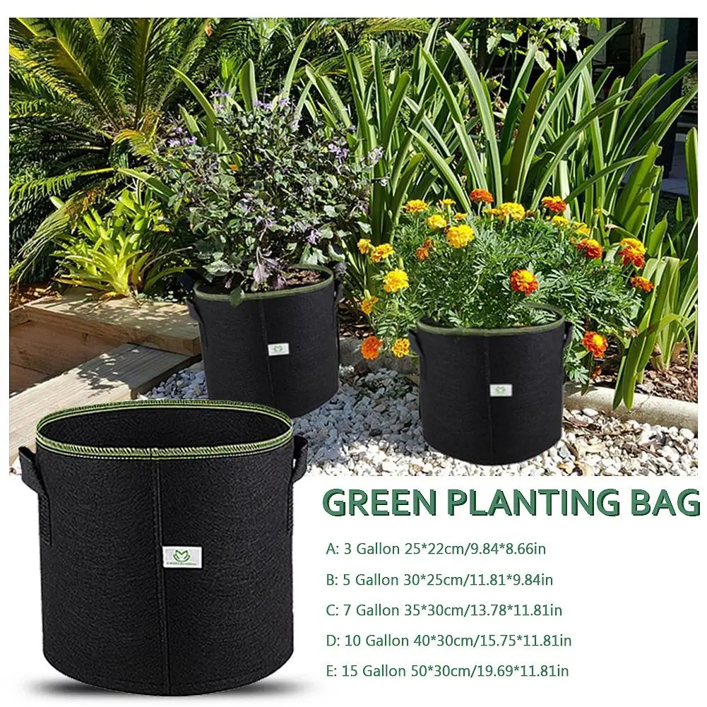 Garden Crochet Green Plant Bag Thickened Environmentally Friendly Non-Woven Gallon Planting Pack Planting Grow Bag Garden Tool