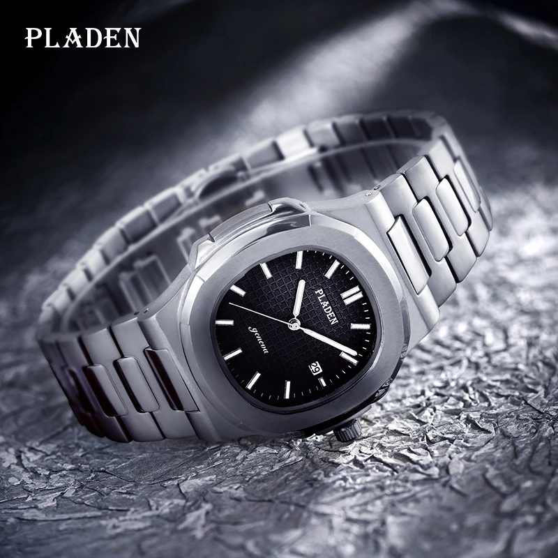 

Square Watch Men's Geneva PLADEN Brand Classic Black Dial Automatic Calendar Gentlemen Watches Original Luxury Gift for Male New