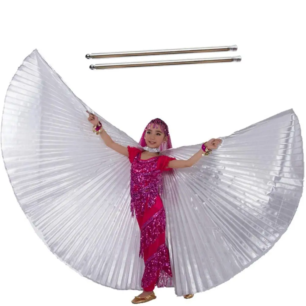 Belly Dance Wings Kids Bellydance Costumes Kids Bollywood Belly Dancing Angle Wings Gold Girls Children 11 Colors with Sticks