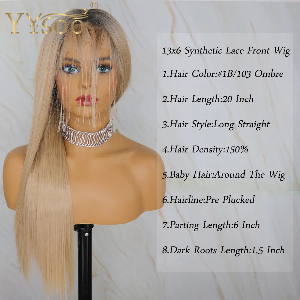 YYsoo1b/103 Color Synthetic Lace Front Blonde Wigs for Women13x6 Ombre Futura Heat Resistant Fiber Hair Replacement Straight Wig