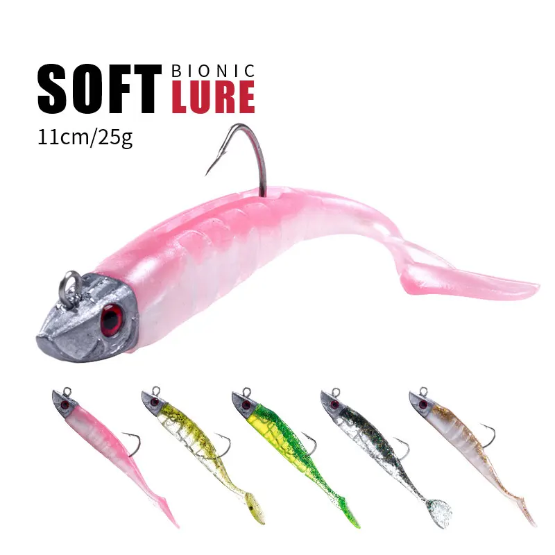 HENGJIA Jigging Head Soft Silicone Bait Wobblers 9cm15g 11cm 25g Sea Fishing Soft Lures Swimbait Peche For Bass Pike Leurre