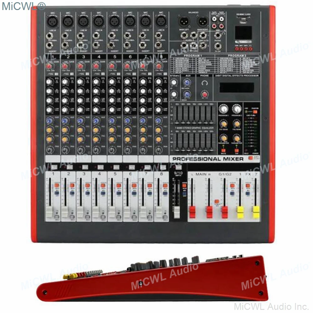 

MiCWL Audio Mixer Two Group Mixing Console Music Recording DSP Phantom Power USB Monitor MP3 7 brand EQ effect 8 Channel