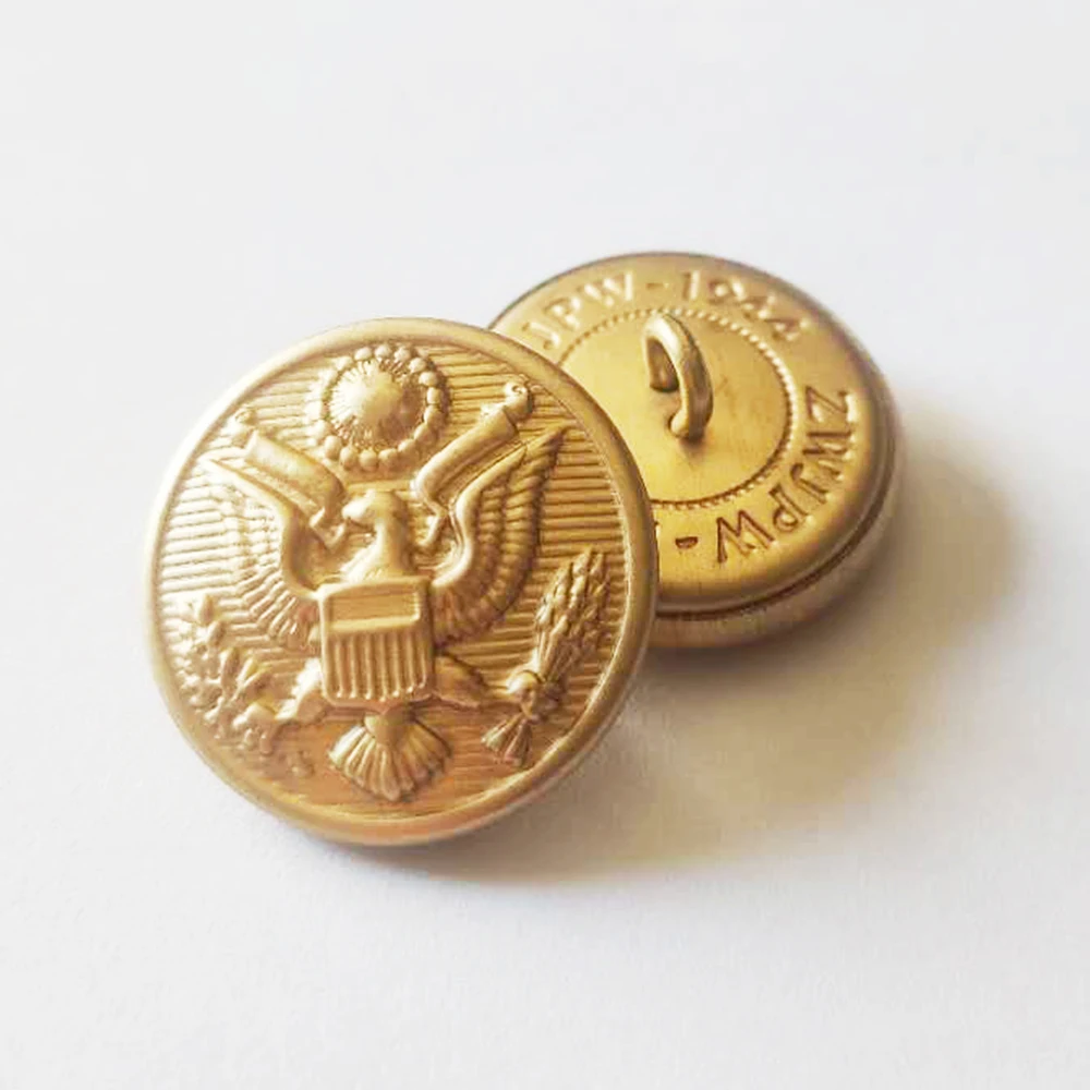 2 WWII US Strategic Air Force Eagle Uniform Accessory Metal Vintage Style Buttons