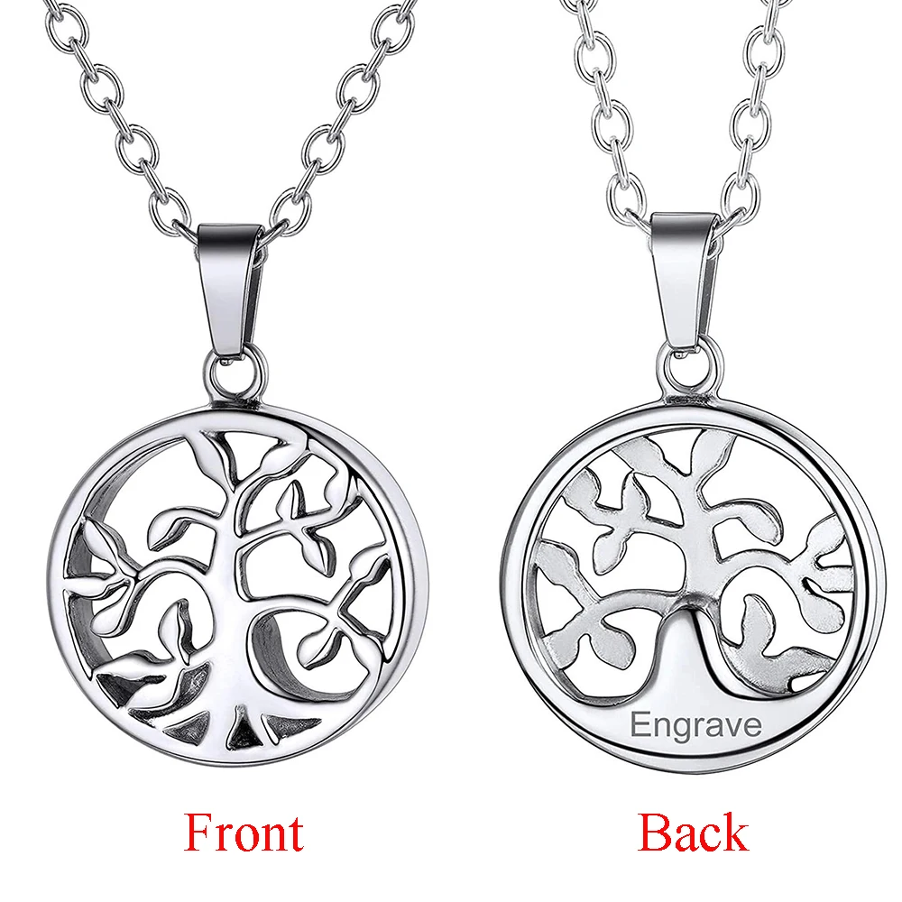 Life Tree Stainless Steel Ash Memorial Necklace Urn Pendant Keepsake Cremation Jewelry