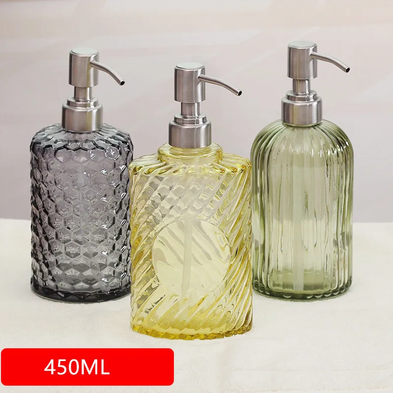 450ML Hand Lotion Dispenser Press Glass Liquid Dispenser Bottle Large Capacity Squeeze Cosmetic Shower Gel Pressing Bottle