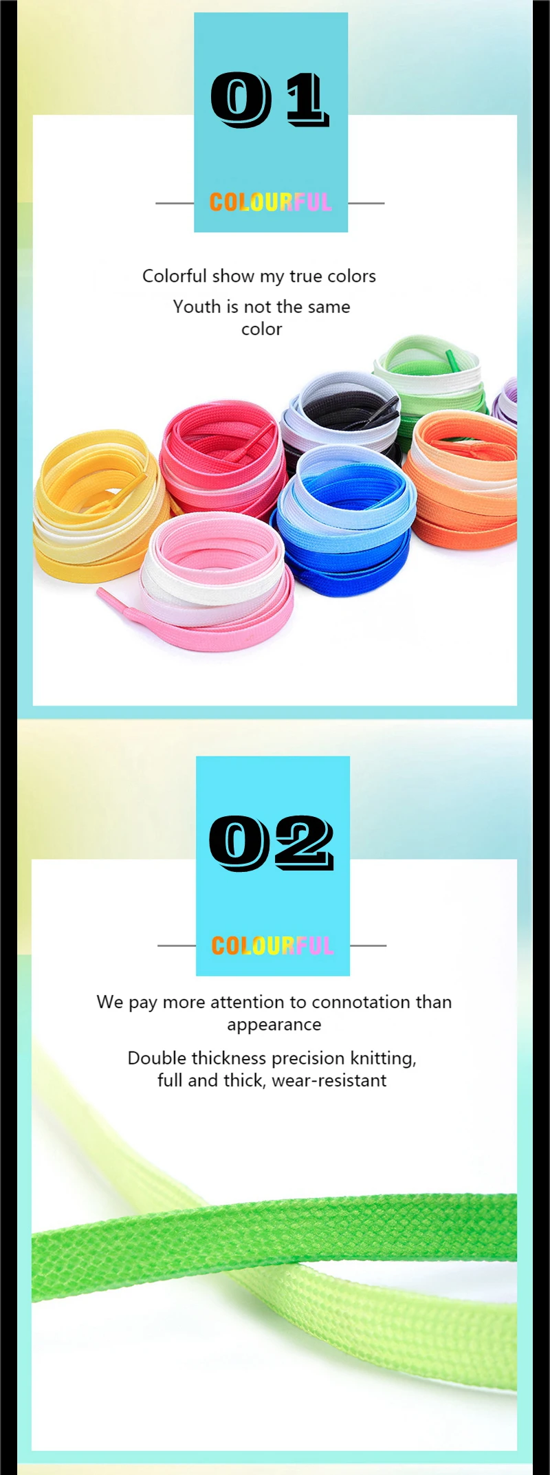 10 Colors Flat Shoe Laces Rainbow Shoelaces Men and Women Universal Casual Canvas Shoes Colorful Shoelace 90/120CM Polyester