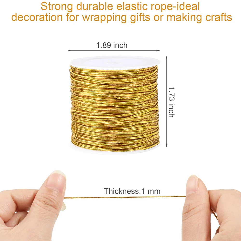 20M/Rolls Metallic Elastic Cords Stretch Cord Ribbon Crafts Metallic Tinsel Cord Rope String Craft Making Gift Wrapping Dia.1mm