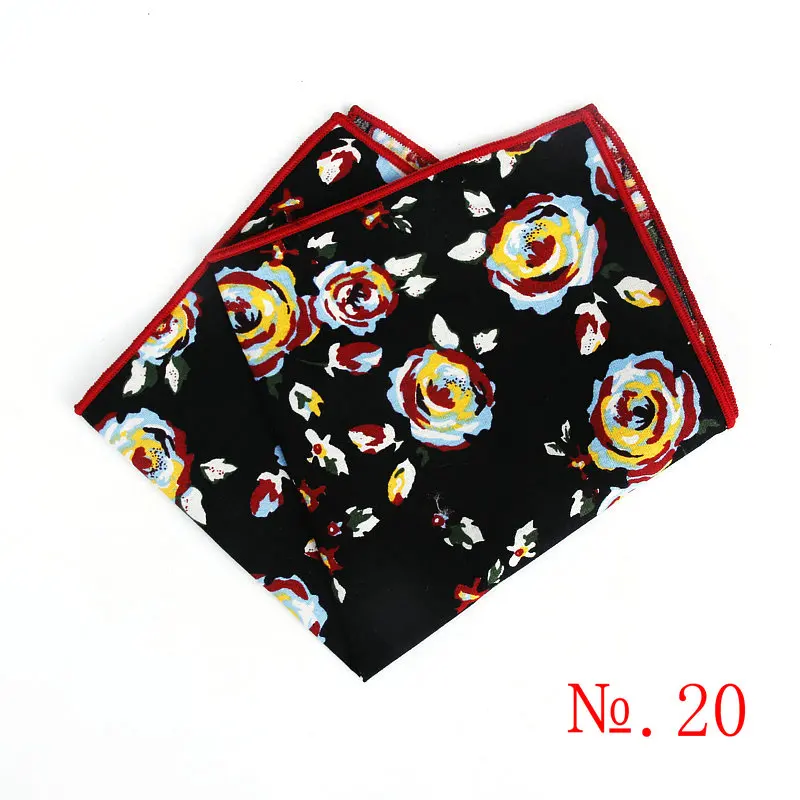 Brand New Style Men's Vintage Hankerchief Scarves Flower Cotton Hankies Men's Pocket Square Handkerchiefs Rose Flower Paisley