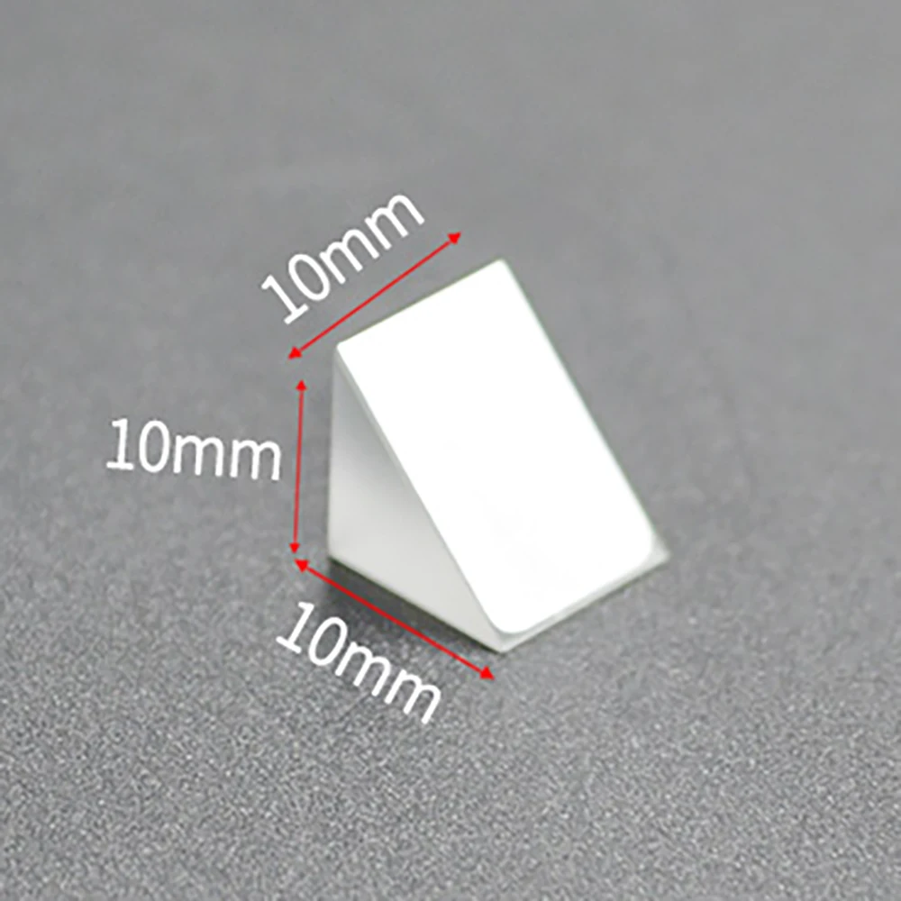 Optical Triangular Prism 10*10*10mm Right Angle Internal Reflection Prisms Mirror  Reflective Surface Coated  Aluminum and Black