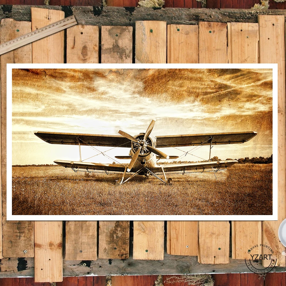 Cuadros Vintage Airplane Retro Style Old Biplane Poster Home Decor Canvas Print Wall Art Decor Oil Paintings Artwork Pictures