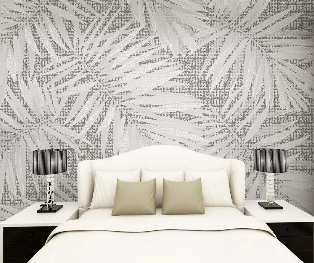 Custom wallpaper Gray Tropical Plant Leaf TV Background Wall Painting Home Decor Living Room Bedroom Leaf mural 3d Wallpaper