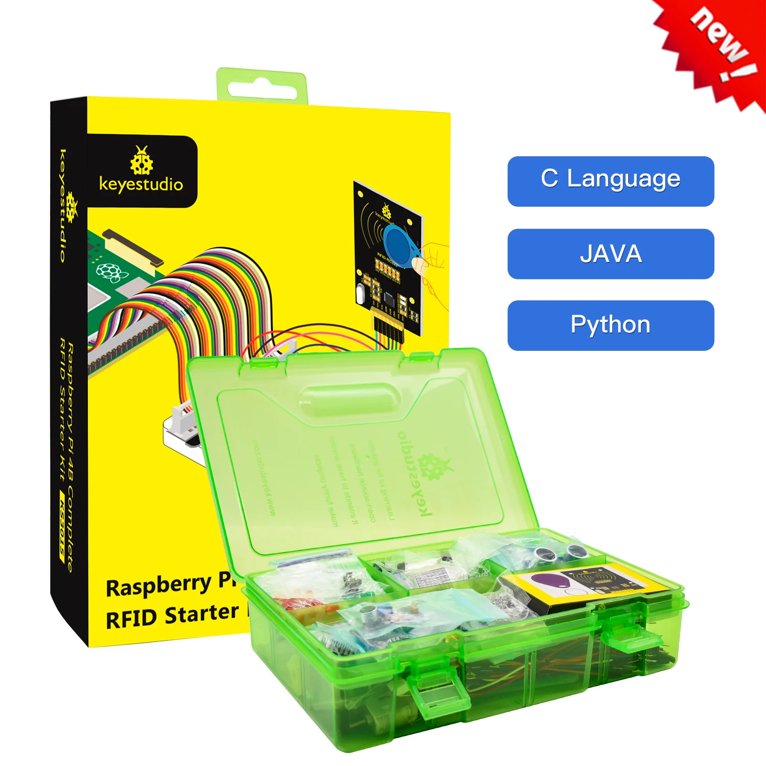 Keyestduio Raspberry Pi 4B Complete RFID Starter Kit For RPI C language/Java/ Python Programming 40+Projects Diy Electronic Kit