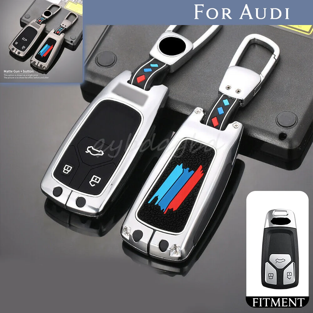 

Luminous Zinc Alloy Remote Start Car Key Cover Case Fob Shell Protector Holder Accessories For Audi Q7 TTS A4L A3 A6L QT S5 S7