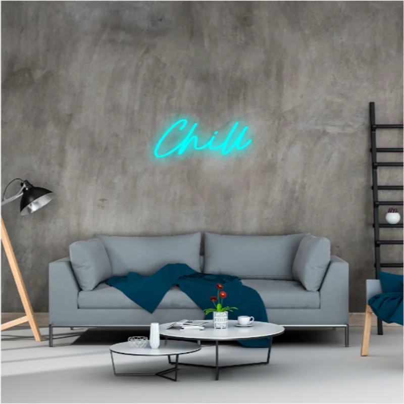 

Led Aesthetic Cute Chill Neon Flex Light Sign For Home Room Wall Decor Kawaii Anime Bedroom Decoration Mural