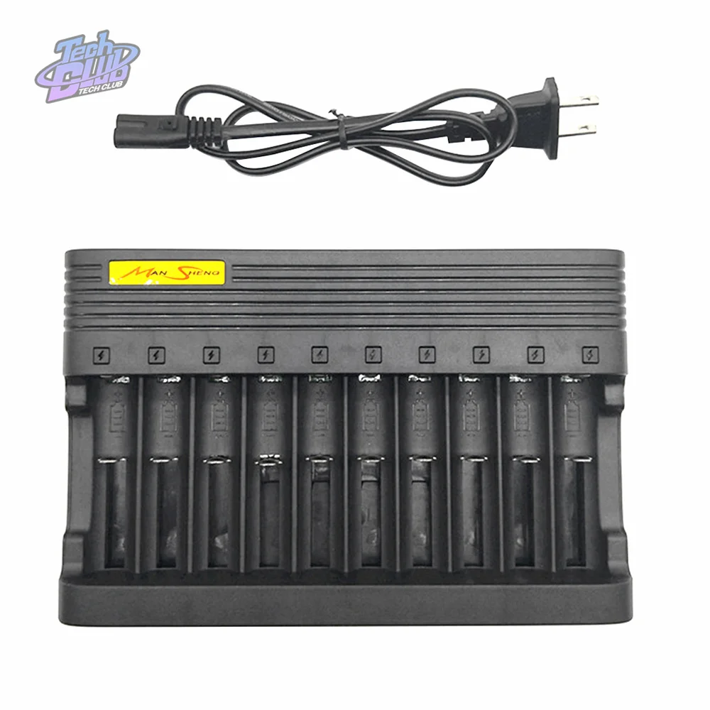 18650 Battery Charger EU 10slots Lithium Charge14500 16350 18500 USB Output Li-ion Rechargeable Battery Charger Power Supply