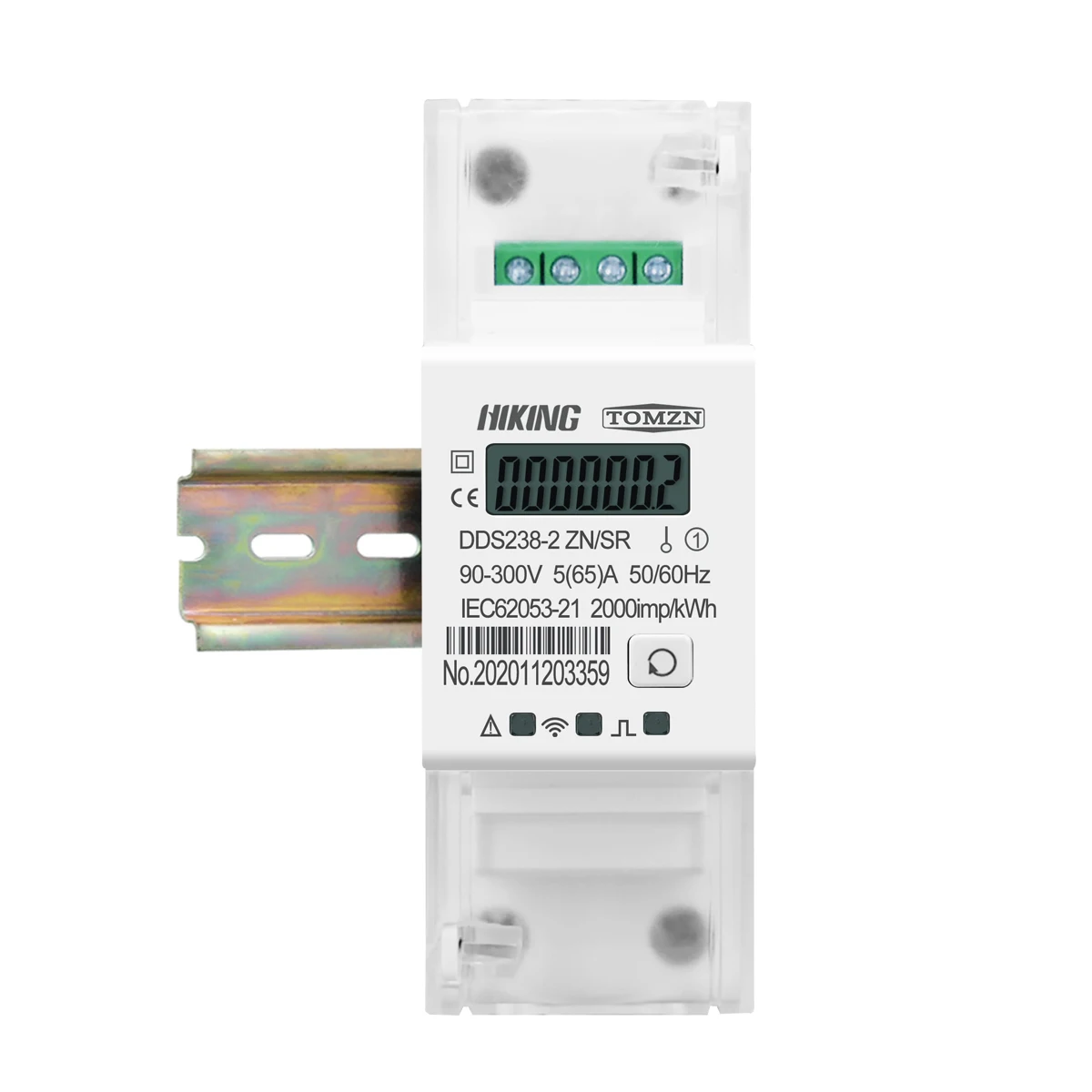 Din rail Single phase Multi function Energy meter 90-300V Kwh MODBUS-RUT Watt hour meter Remote control ON/OFF by Rs485 65A