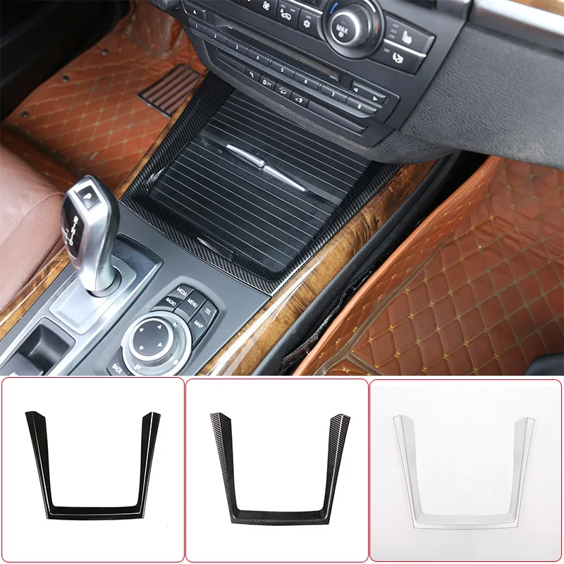 For BMW X5 E70 2008-2013 ABS Interior Car Center Console Frame Decoration Water Cup Holder Frame Trim Strip Car Accessories