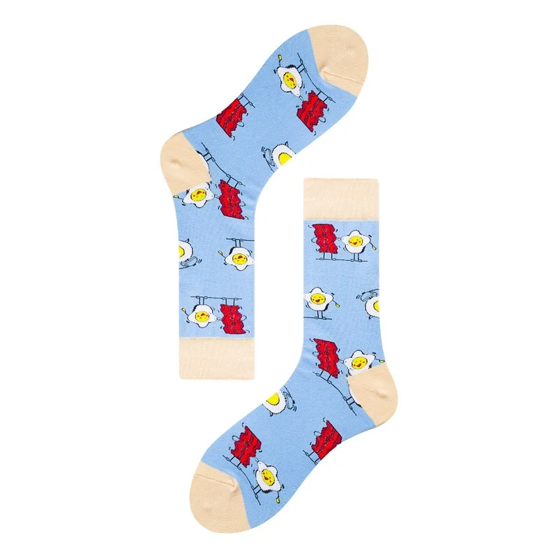 Men\'s Harajuku Style Colorful Casual Socks Happy and Funny Socks Printed Unisex Fashion Male Sox Combed Cotton Socks