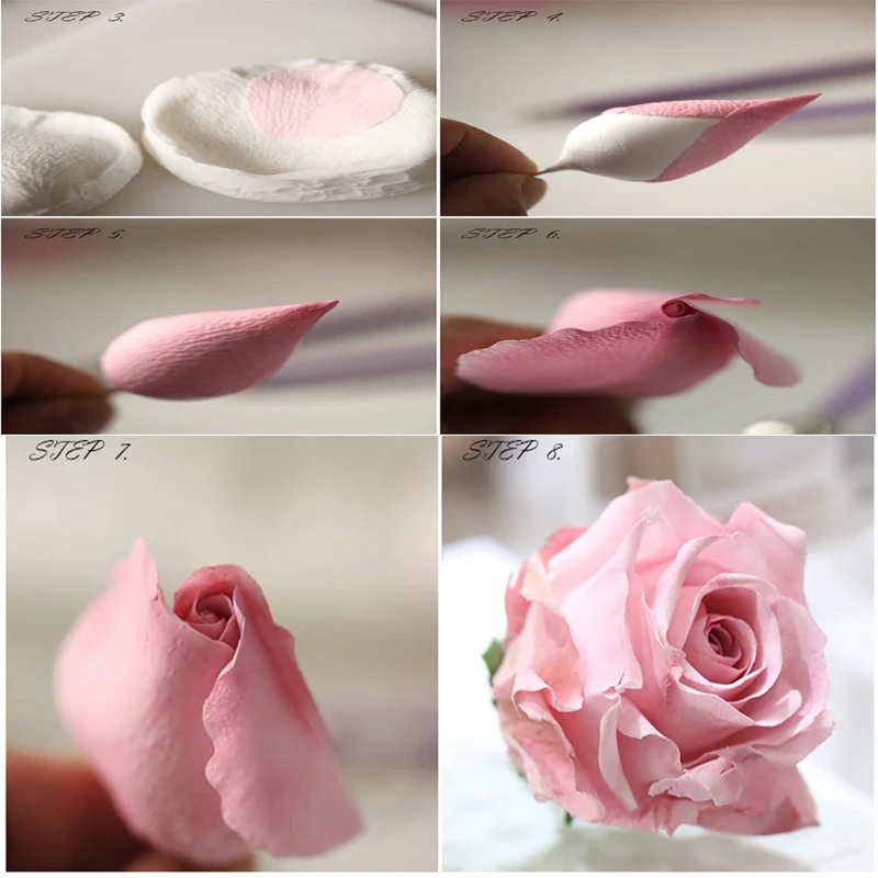 New Rose Petals Veiner Flower Silicone Cake Mold Meridians Simulation Gum Paste Candy Sugar Fondant Clay Moulds Cake ToolM2302