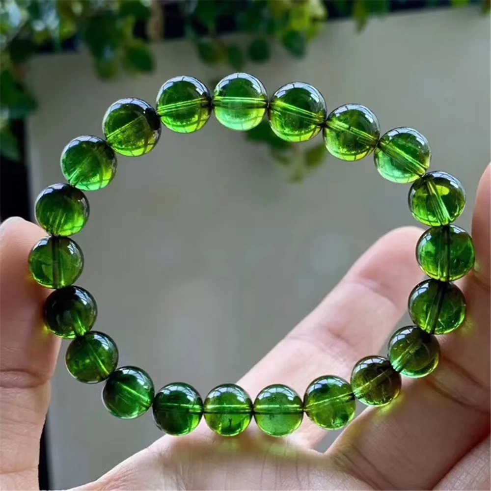 

9mm Natural Green Tourmaline Quartz Bracelet For Women Men Healing Luck Brazil Round Beads Crystal Stretch Strands Jewelry AAAAA